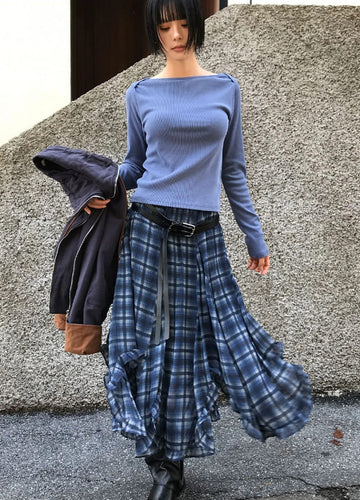 FRILL WAVE CHECK SKIRT